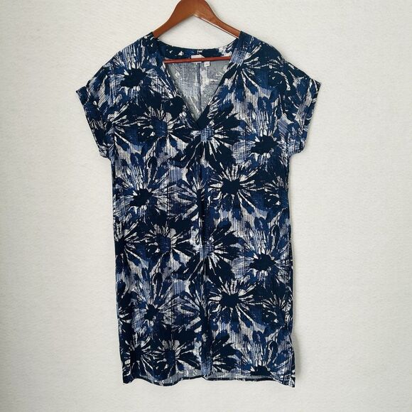 Gap Dress Women M Navy White Floral Tropical Pockets Mini Poolside Beachy Cruise - Picture 11 of 12